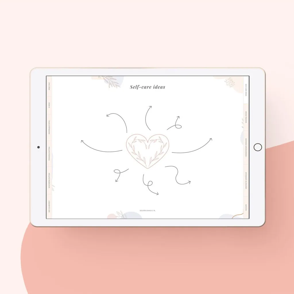 Planer self-care na iPada | Zakładka self-care ideas