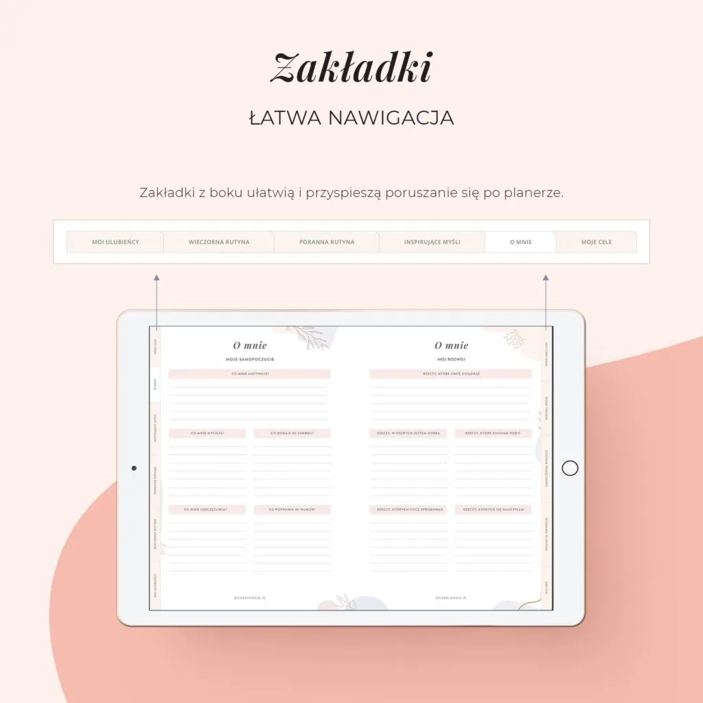 Planer self-care na iPada | Zakładki