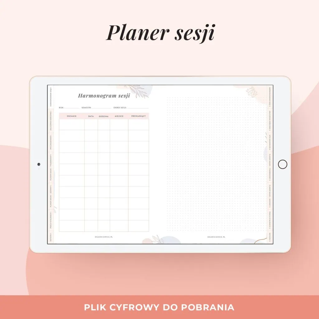 Planer sesji na Ipada