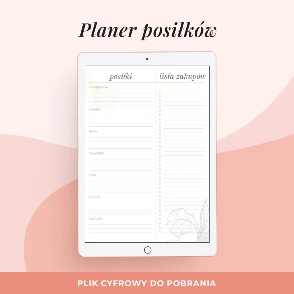Cyfrowy planer posiłków na cały tydzień