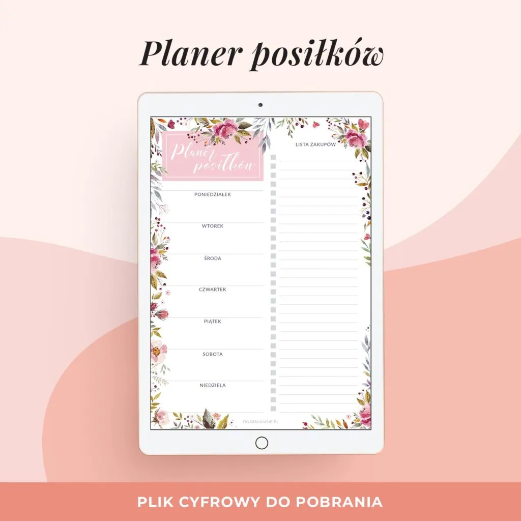 Kwiatowy planer posiłków na Ipada