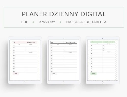 planer digital, dzienny, minimalistyczne, bez dat