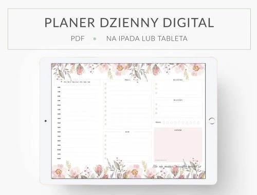 planer digital, dzienny, kwiatowy wzór