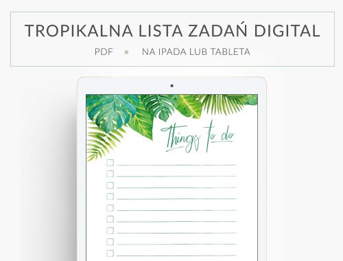 planer cyfrowy, lista zadań, kwiaty tropikalne, lista to do
