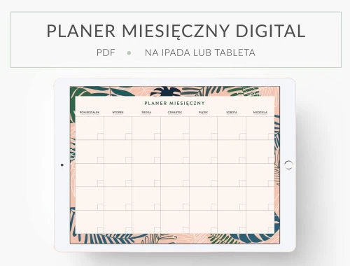 planer cyfrowy miesięczny, tropikalny wzór