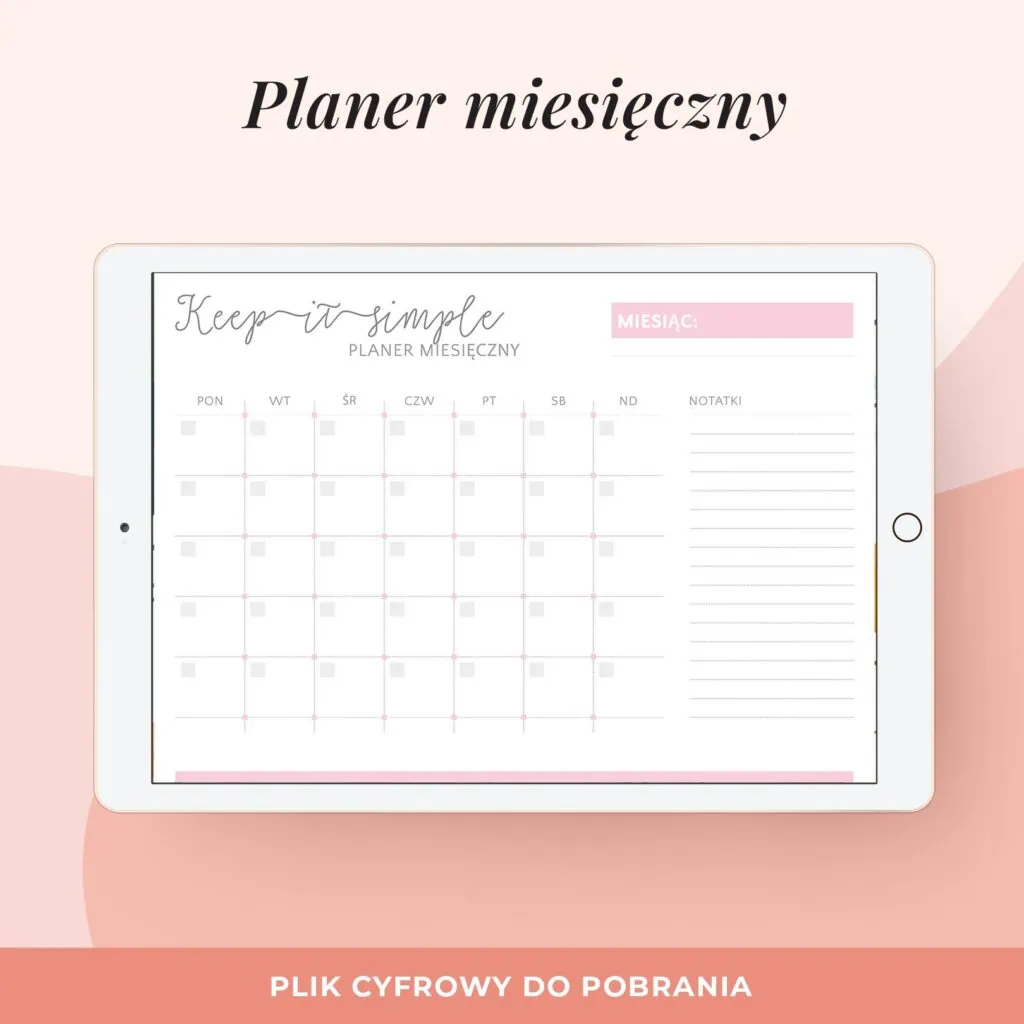 Planer miesięczny cyfrowy - Keep It Simple