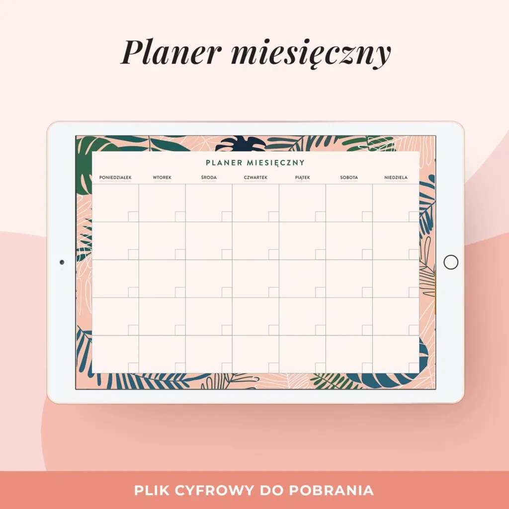 Planer miesięczny na Ipada – Różowe tropiki