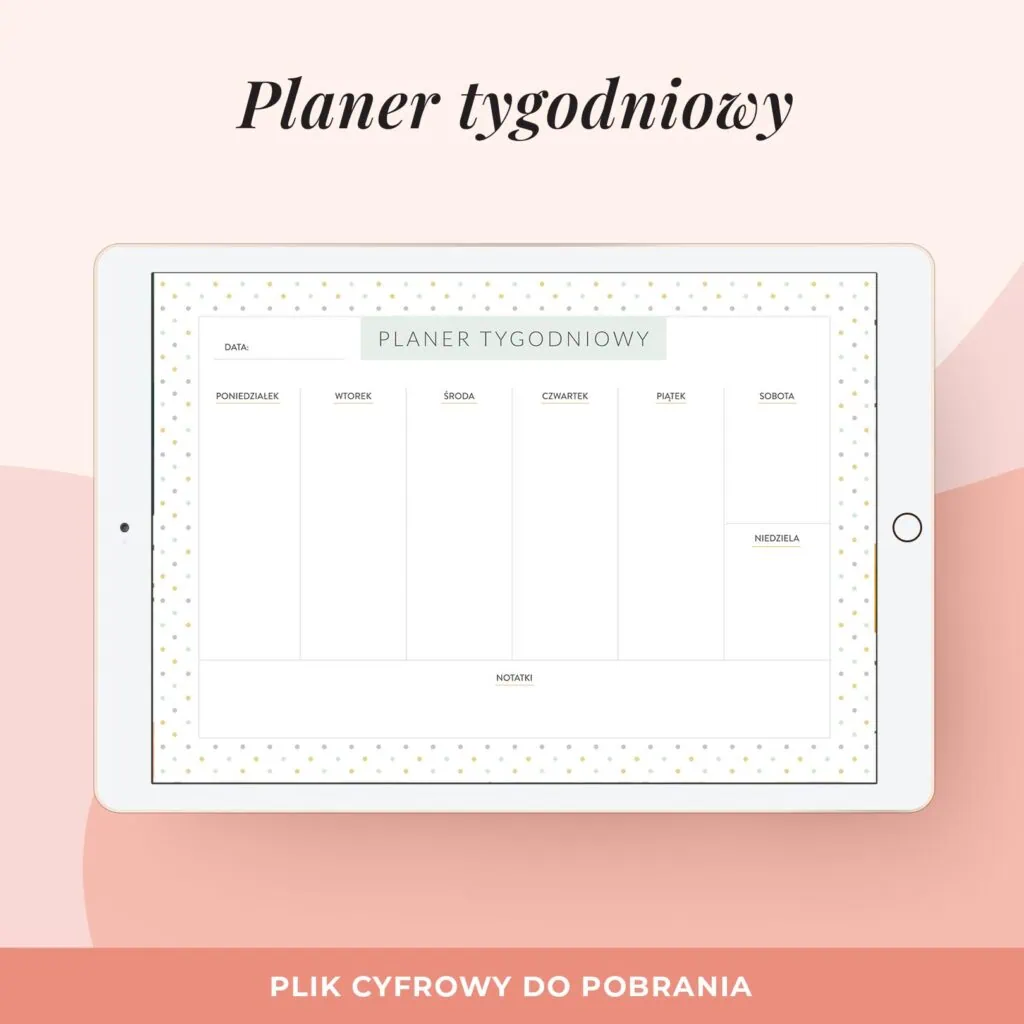 Planer tygodniowy na Ipada – bez dat, 4 wzory