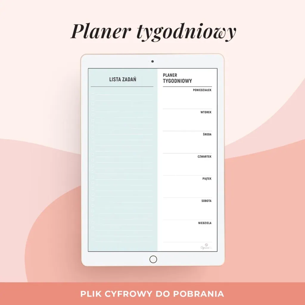 Planer tygodniowy cyfrowy – Minimal pastel