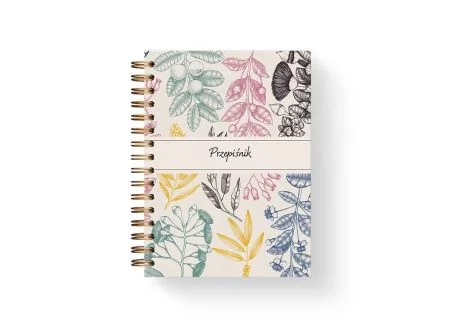 przepiśnik, posiłki, notes na przepisy, roślinny wzór