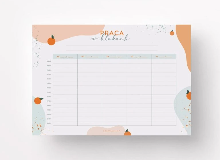 plan nauki do matury, praca w blokach, darmowy planer nauki do matury pdf