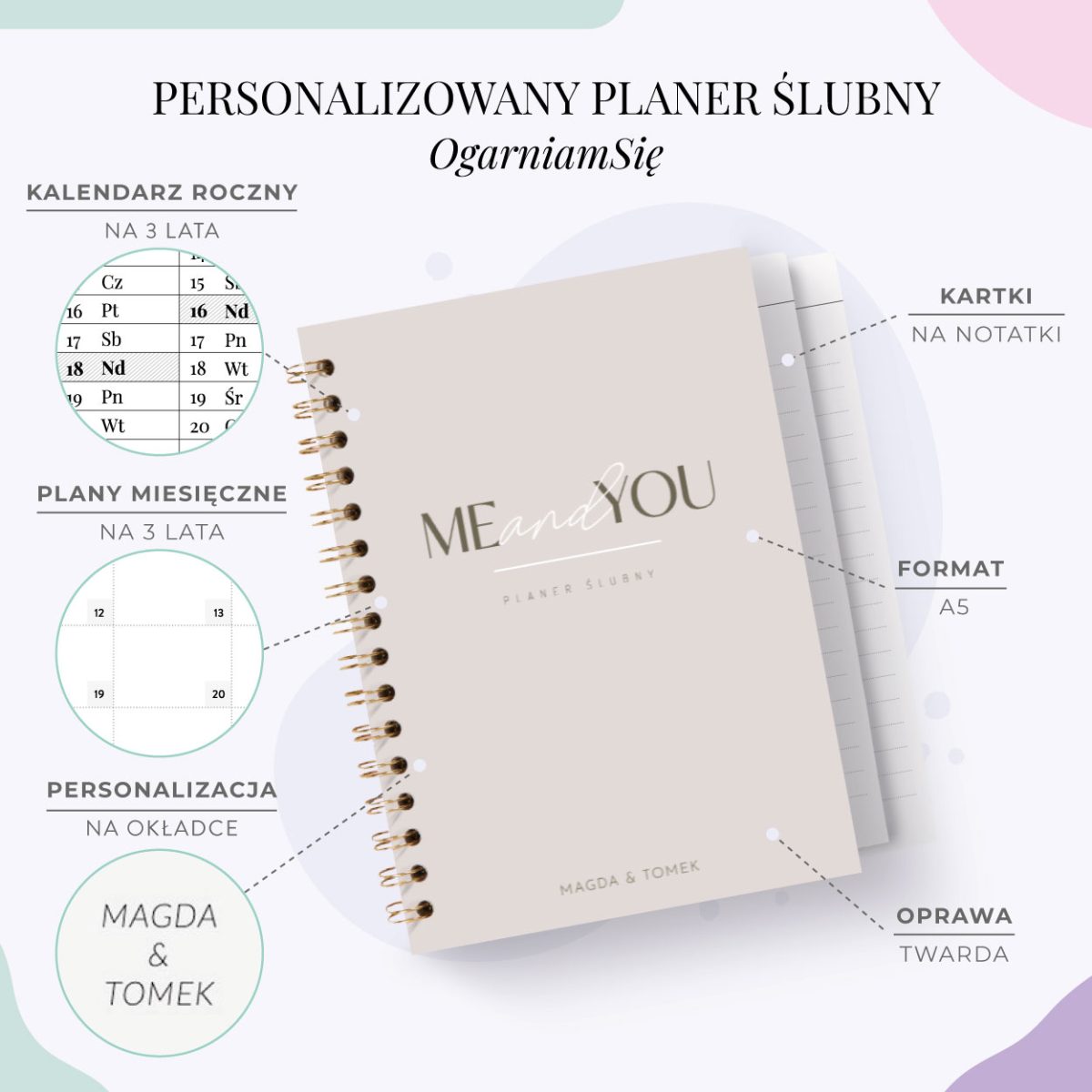 Personalizowany Planer Ślubny Minimalistic - cechy