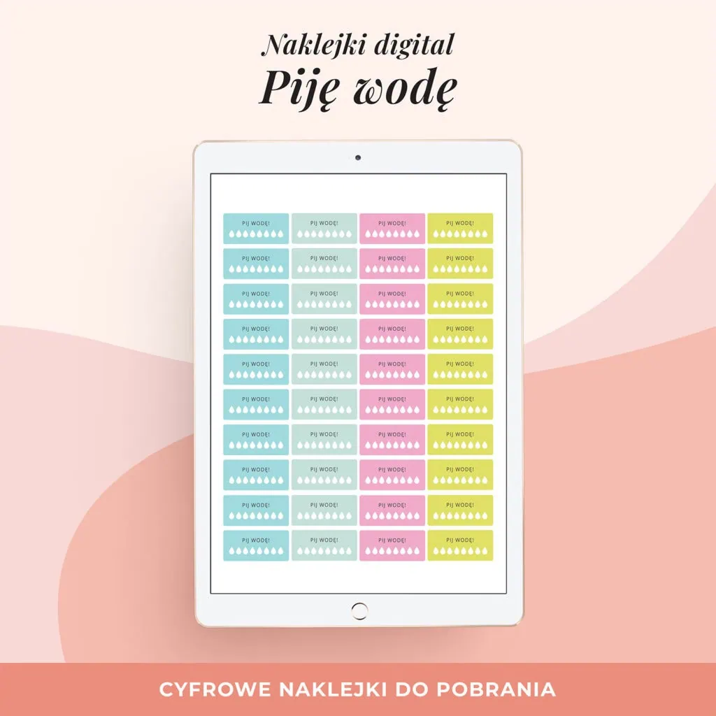 Naklejki do planera cyfrowego - Piję wodę