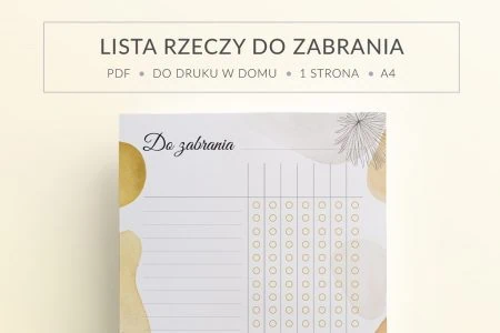 lista rzeczy, darmowy pdf