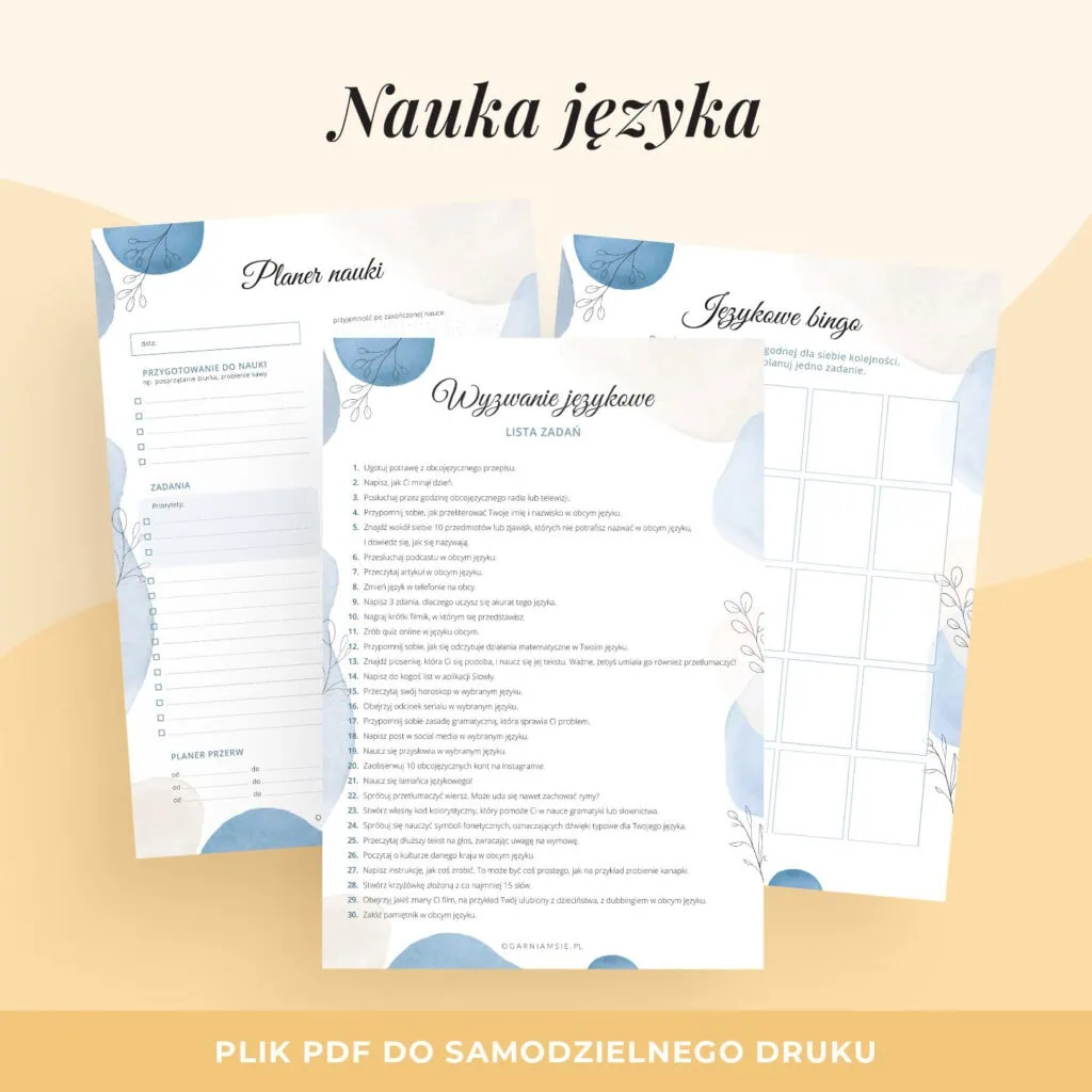 Planer Nauki Języka do druk