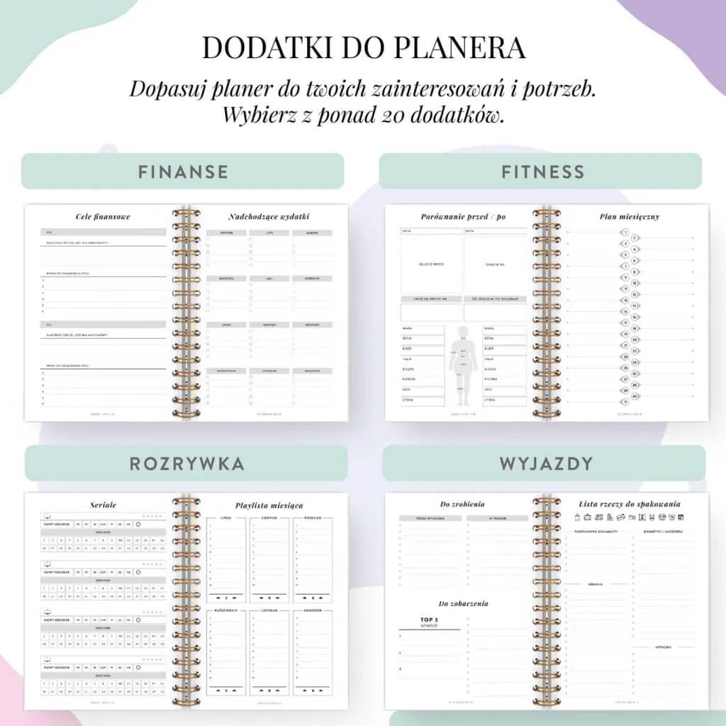 planer personalizowany, dodatki