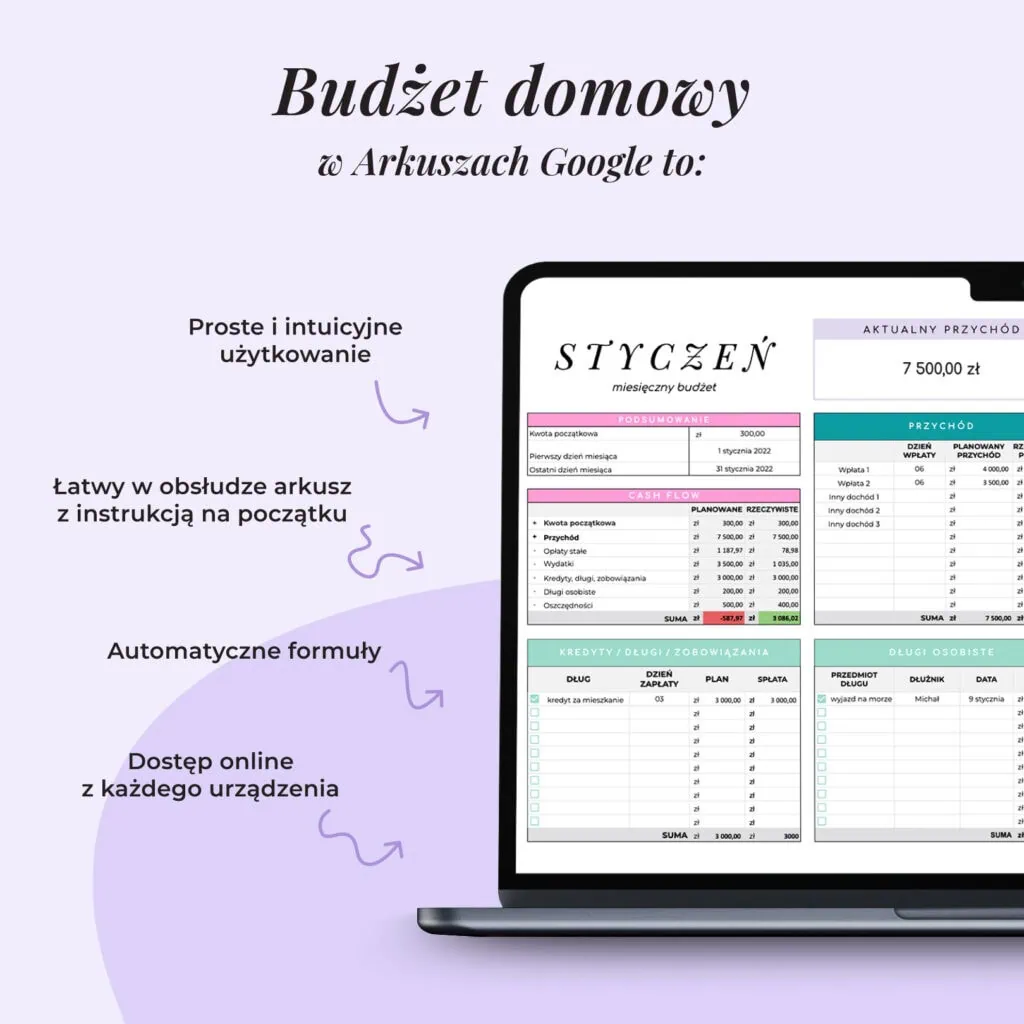 Prosty budżet domowy – Arkusz Google