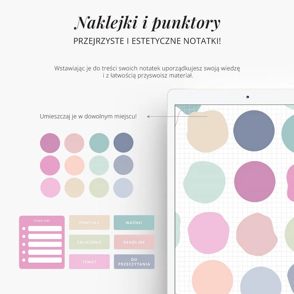 notatnik cyfrowy studenta na ipada, naklejki i punktory 1