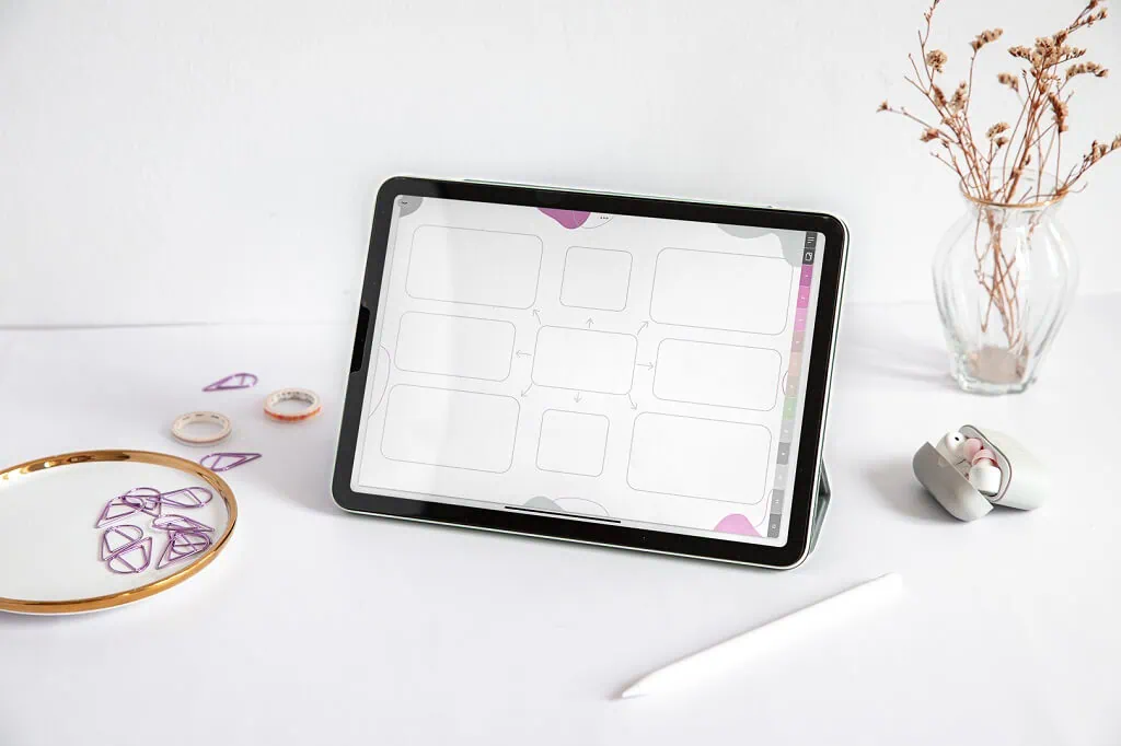 notatnik na studia, zeszyt elektroniczny, szablon mapa myśli