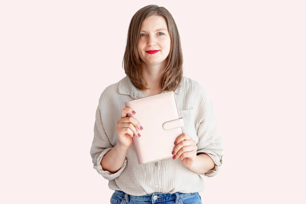 okładka na organizer, rose gold