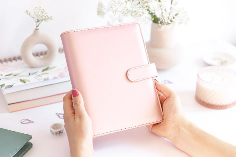 okładka na organizer, rose gold