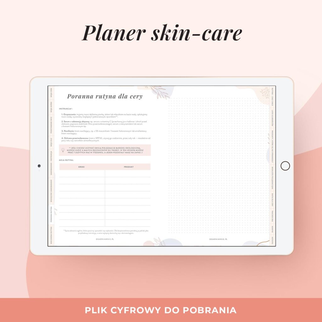 Planer skin-care na iPada