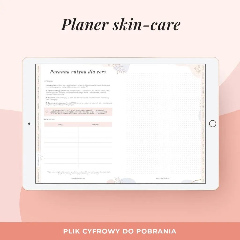 Planer skin-care na iPada