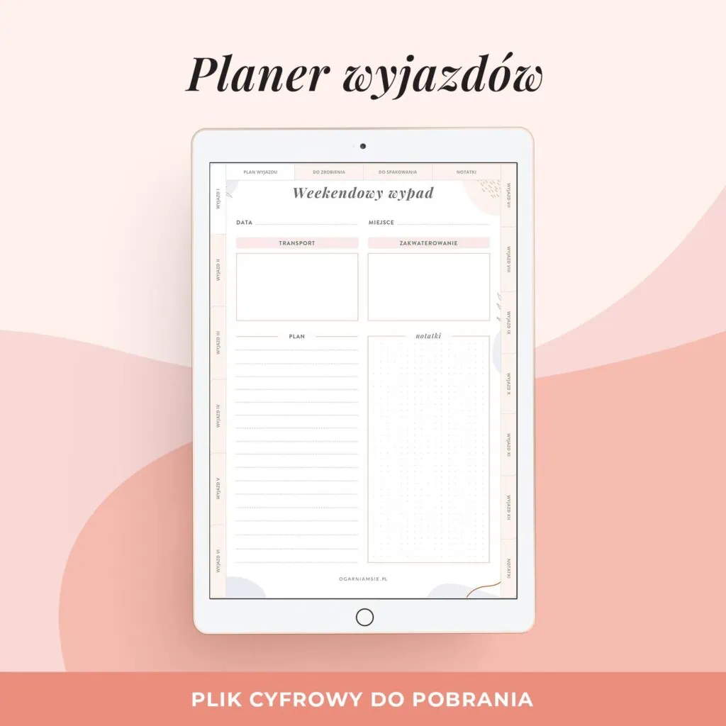 Planer wyjazdów i wycieczek na iPada