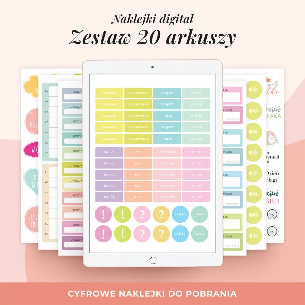 Zestaw naklejek cyfrowych na iPada