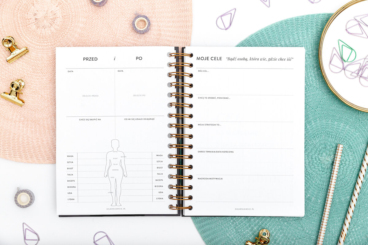 planner fitness, treningi, posiłki, planowanie treningów, moje cele treningowe