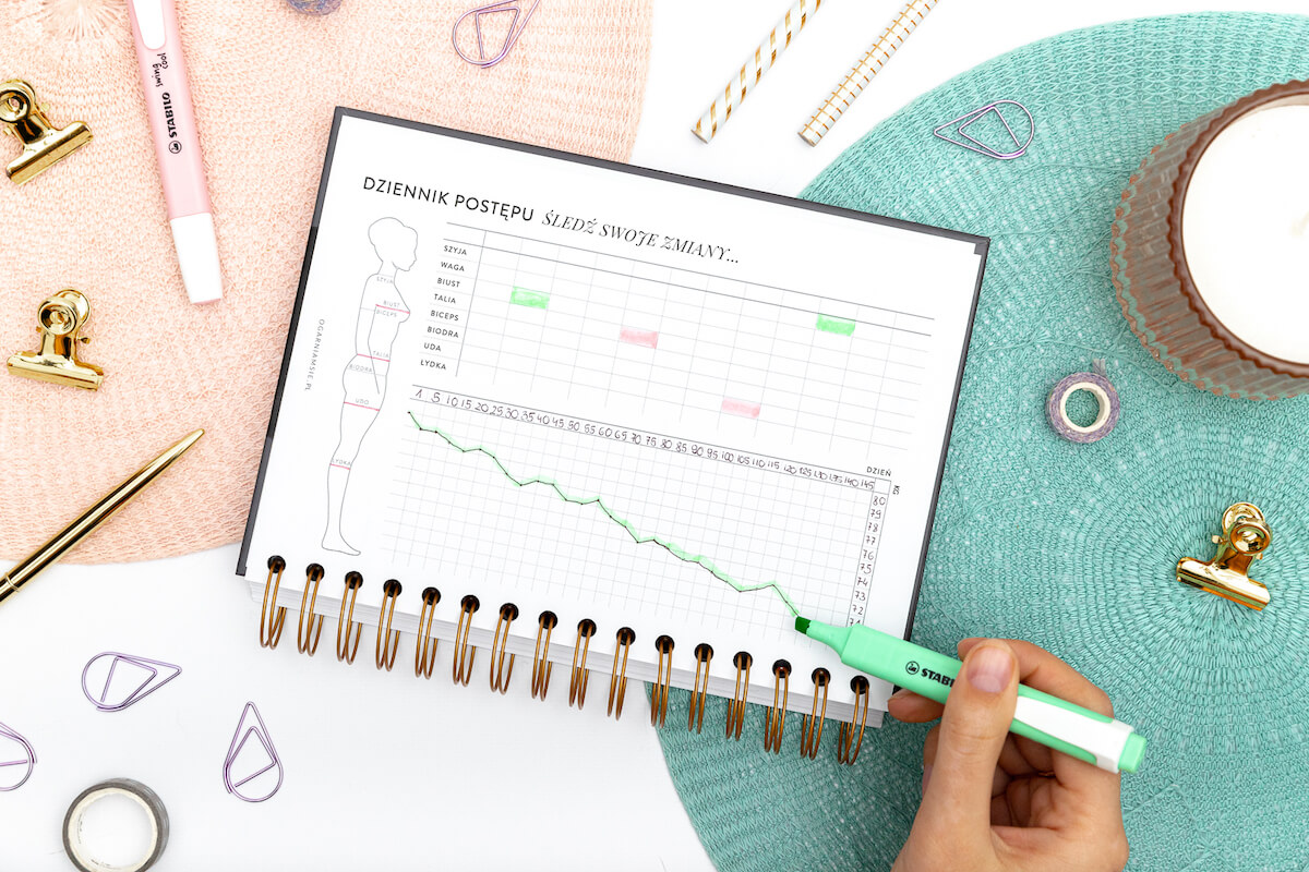 planner fitness, treningi, posiłki, dziennik postępu