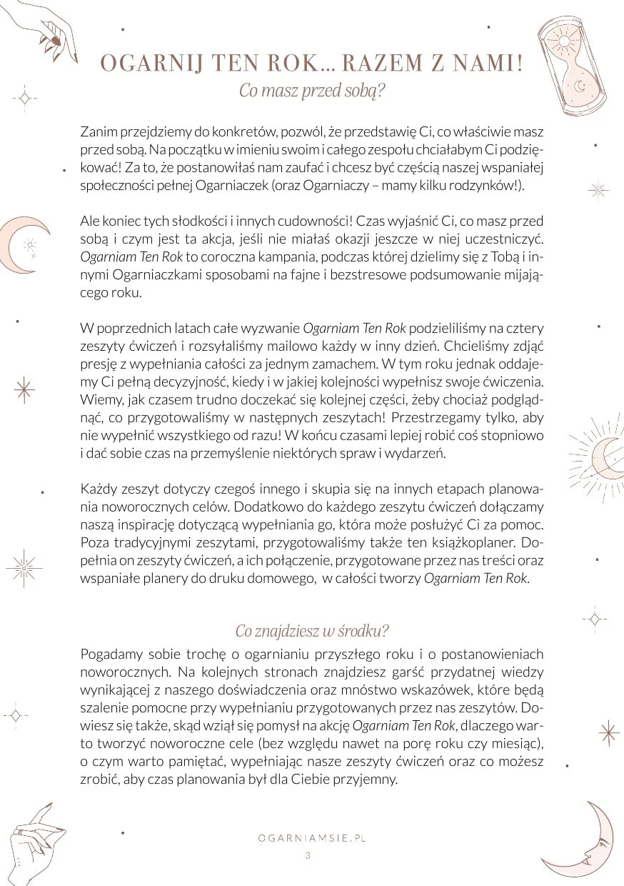 Arkusz wyznaczania celów, planowanie roku