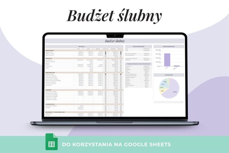 Budżet ślubny excele, arkusz google, szablon online