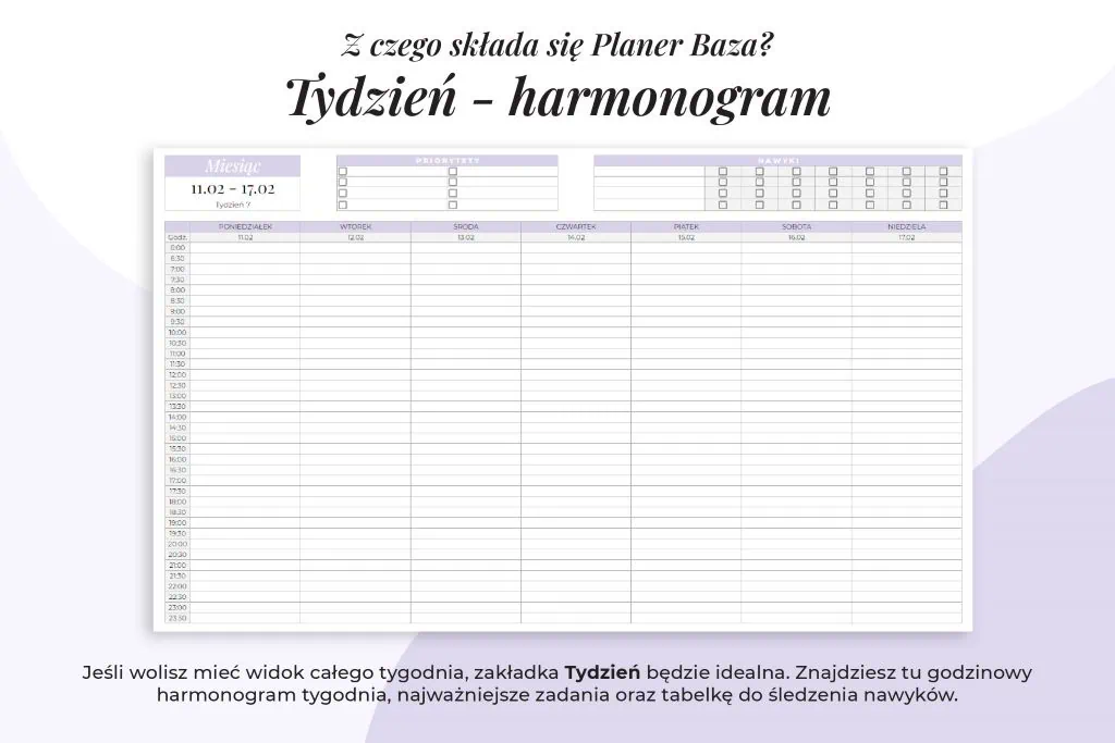 Darmowy planer kalendarz online - planer tygodniowy
