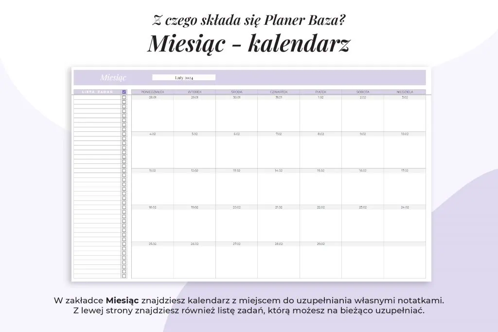Darmowy planer kalendarz online - planer miesięczny