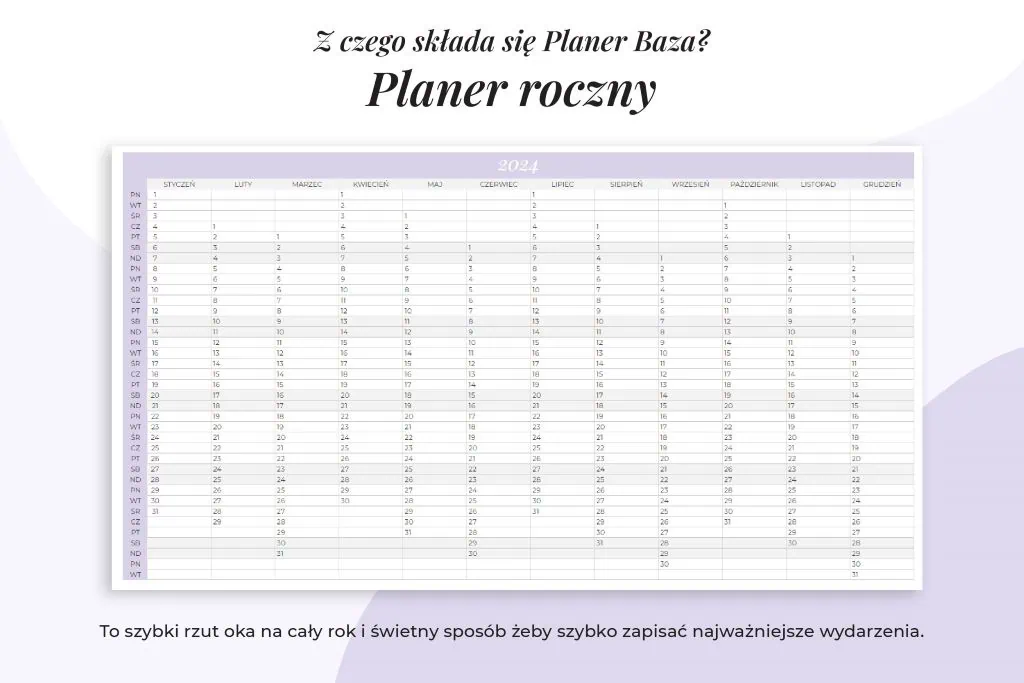 Darmowy planer kalendarz online - planer roczny