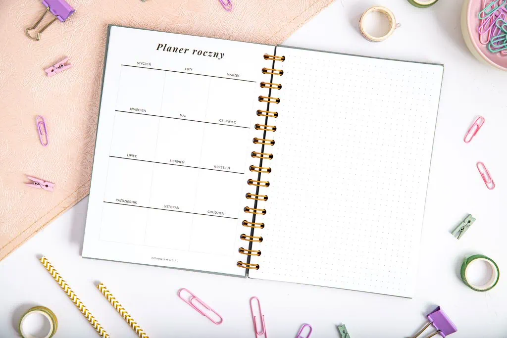 kalendarz z notatnikiem, szablon