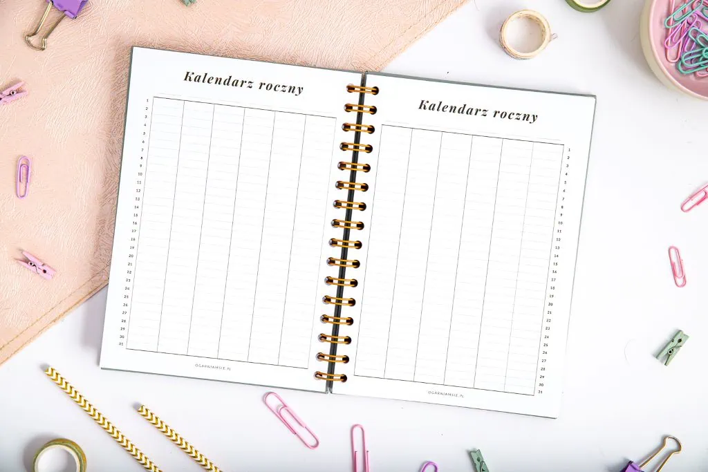 kalendarz z notatnikiem, szablon