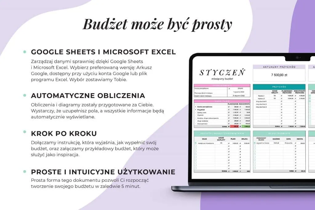 prosty szablon budżetu domowego