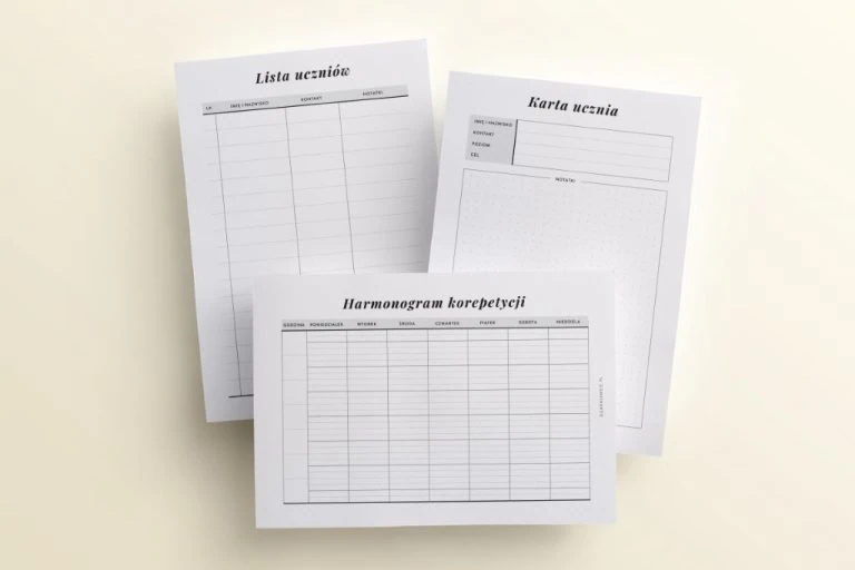 planer korepetytora, dodatek