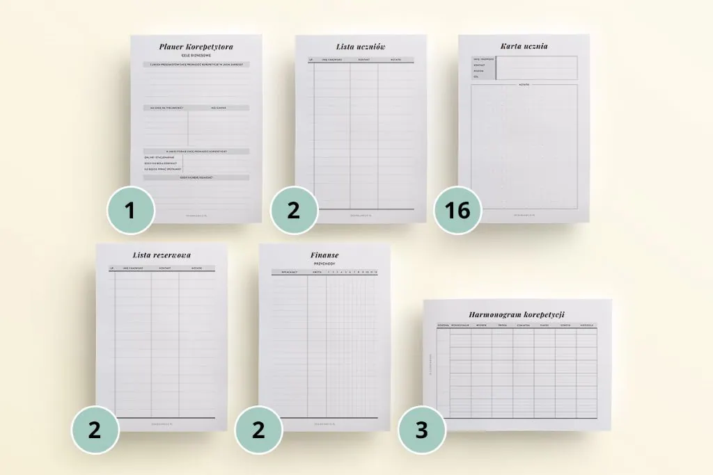 planer korepetytora, dodatek