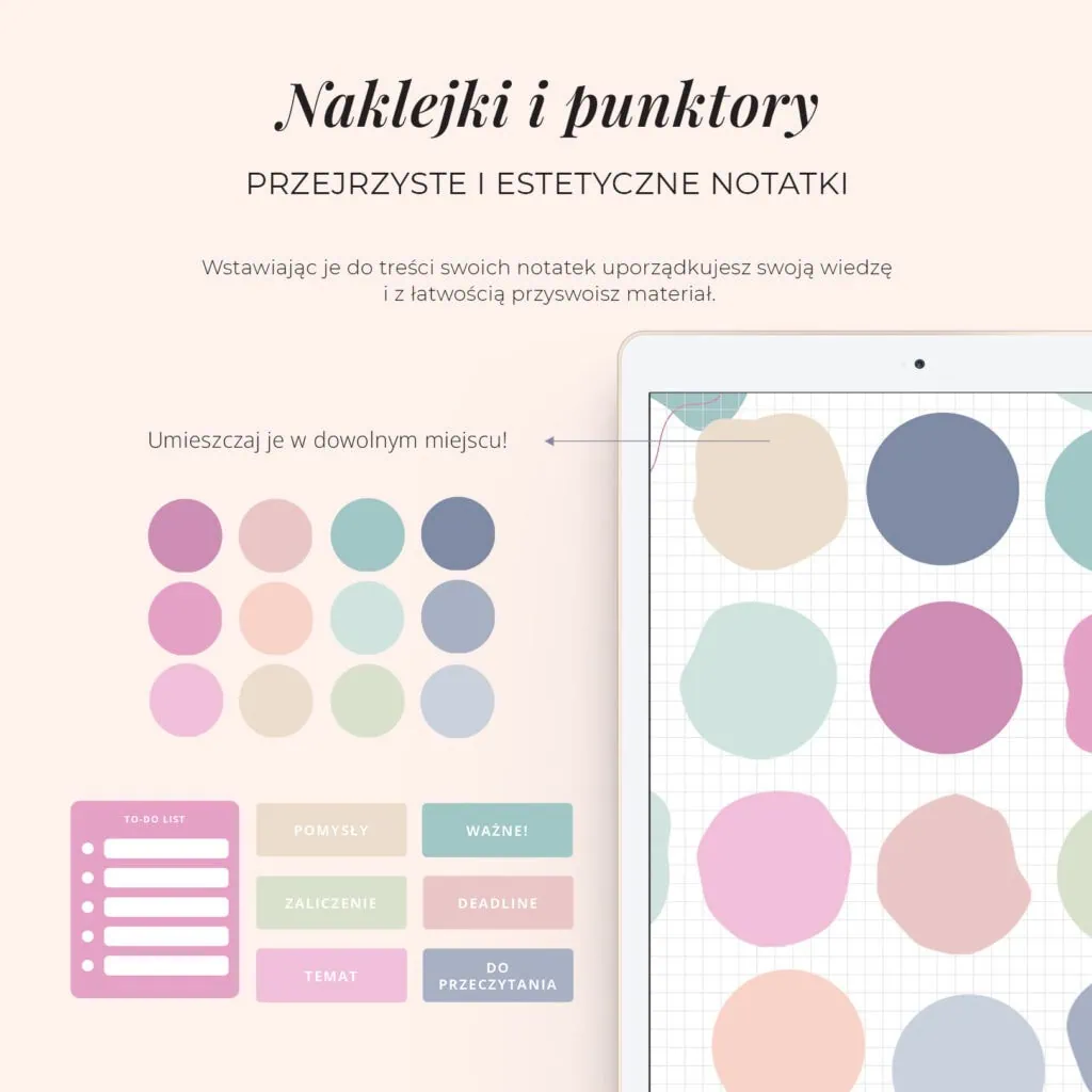 Cyfrowy notatnik na studia | Notatnik digital | Naklejki i punktatory