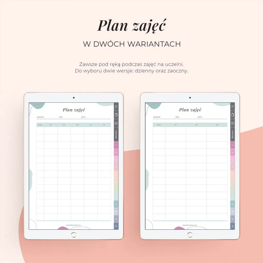 Cyfrowy notatnik na studia | Notatnik digital | Plan zajęć