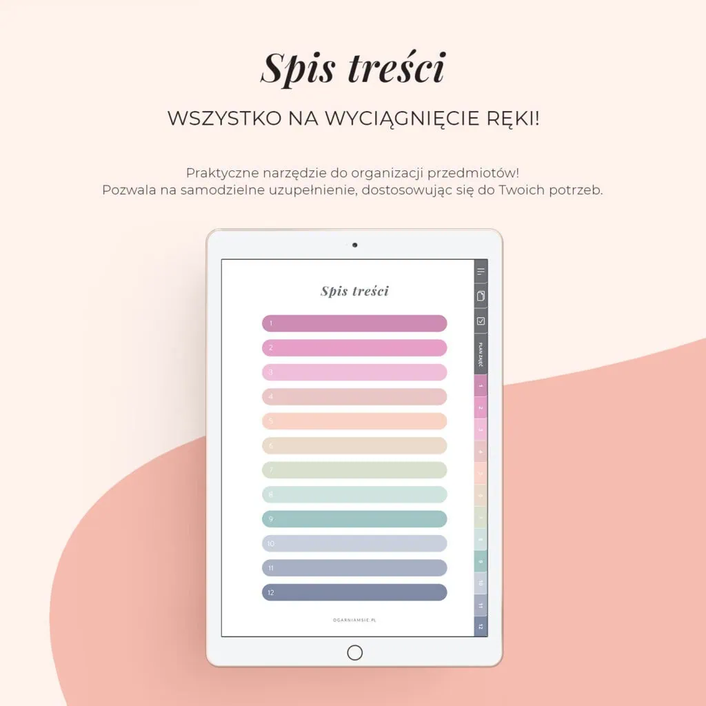 Cyfrowy notatnik na studia | Spis treści