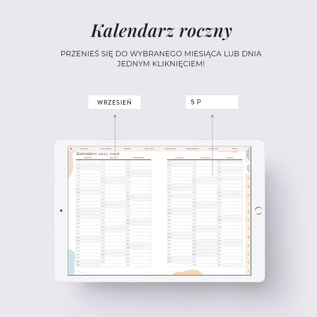 Cyfrowy planer naucyzciela - kalendarz roczny