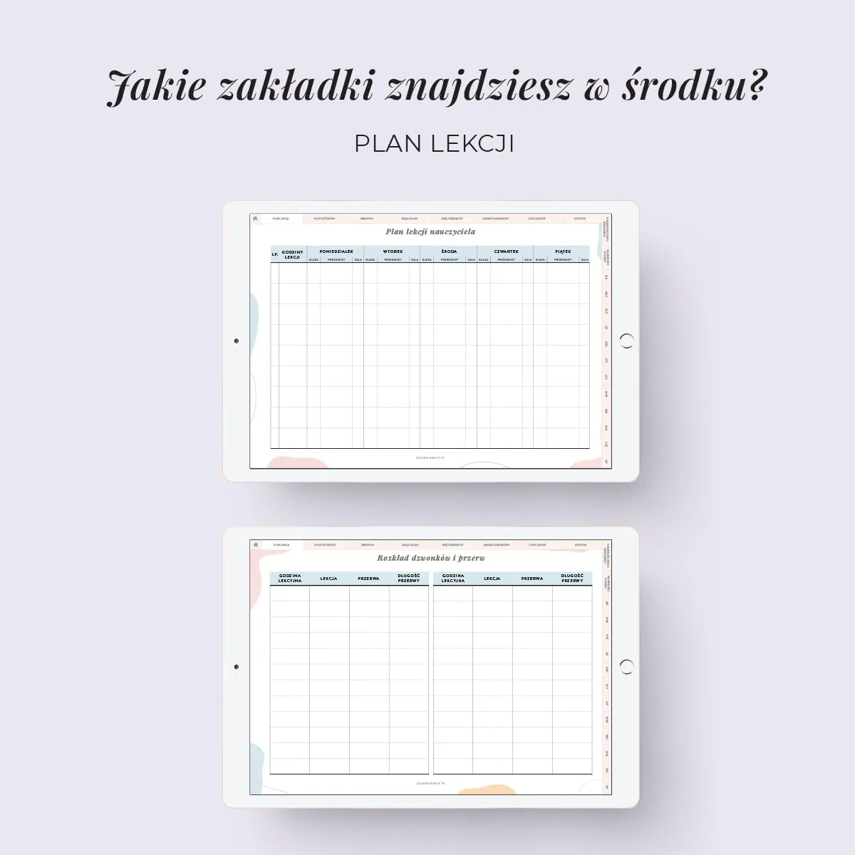 Digital planer nauczyciela - zakładka plan lekcji