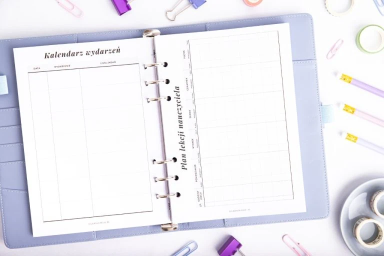 plan lekcji nauczyciela, wkład do organizera