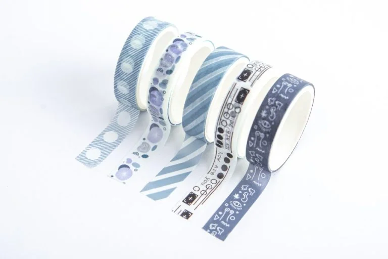 washi tape, niebieskie motywy