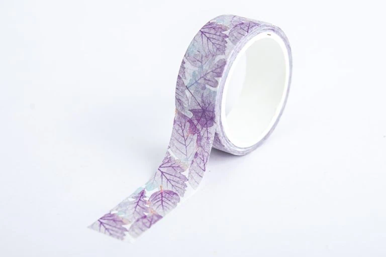 washi tape, fioletowe liście