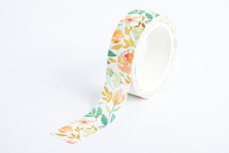 washi tape, pomarańczowe kwiaty